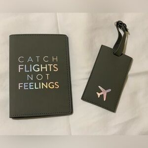 🆕 Catch Flights not Feelings Deluxe Passport & Luggage Tag Travel Set Brand 🆕